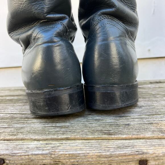 Vintage 80s 90s Mens Cowboy Western Gray Leather Roper Pull On Boots 8 1/2 D - Picture 6 of 9